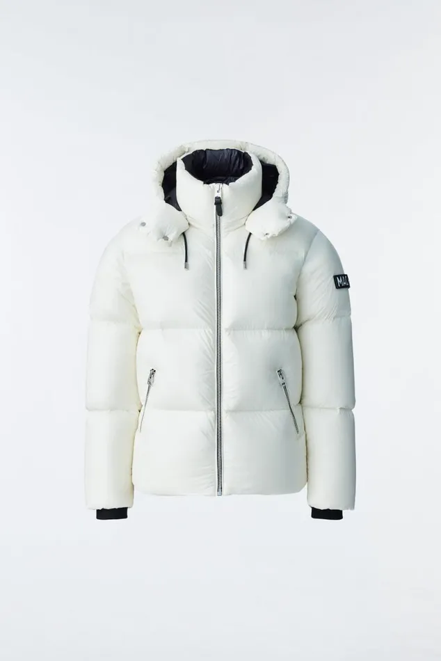 Downs and Parkas Men Mackage KENTZ Lustrous Down Jacket With Hood White