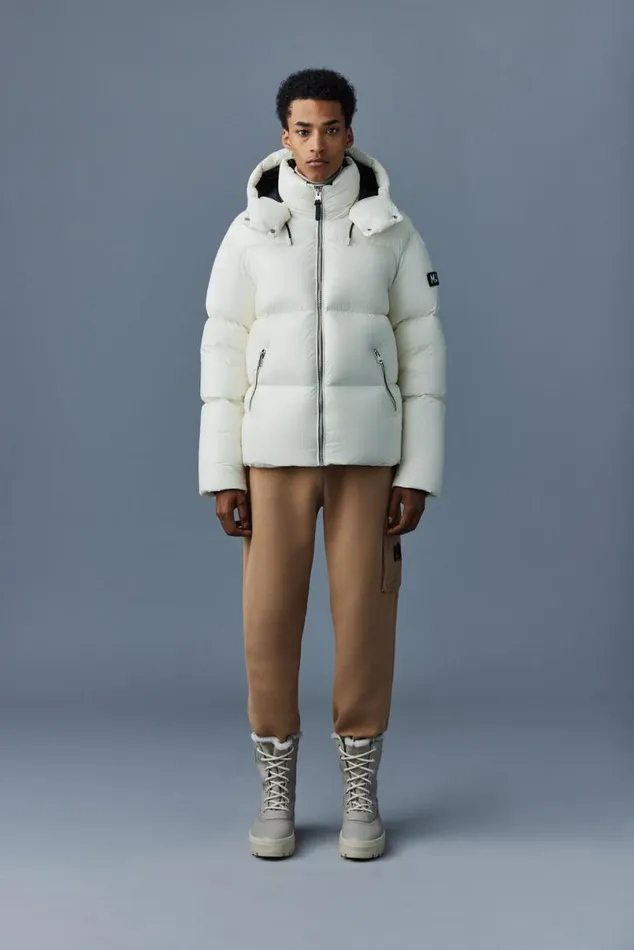 Downs and Parkas Men Mackage KENTZ Lustrous Down Jacket With Hood White