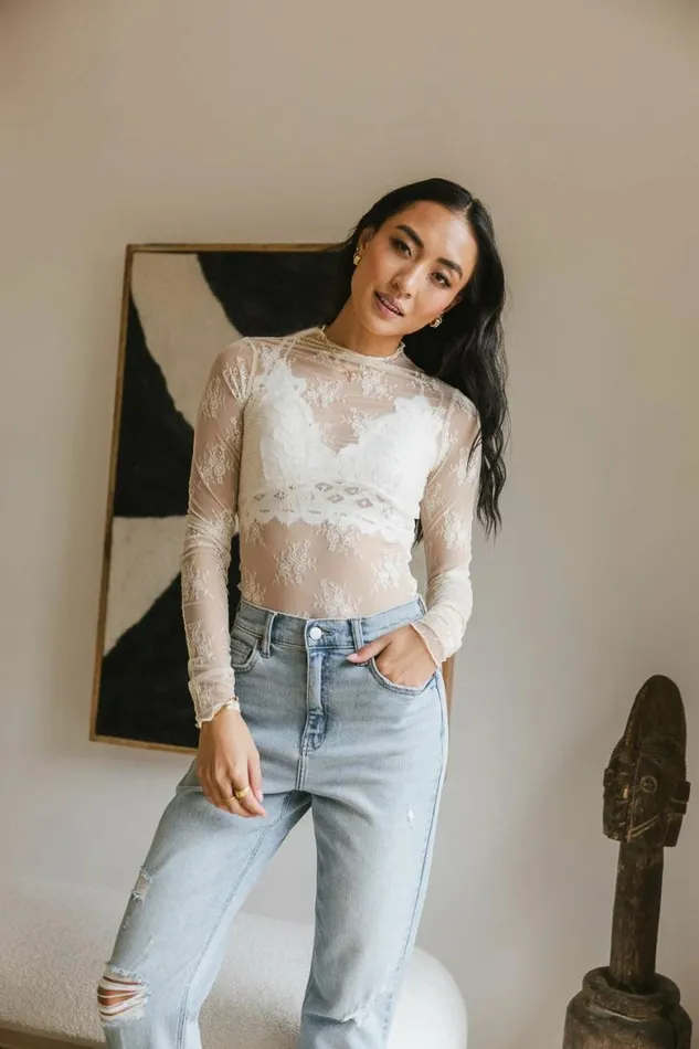 Drea Lace Layering Top In Cream Cream Women Bohme Tops
