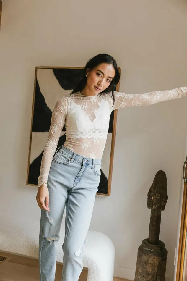 Drea Lace Layering Top In Cream Cream Women Bohme Tops