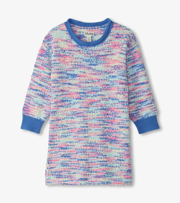 Dresses Girls Hatley Girls Blue Boucle Sweater Dress