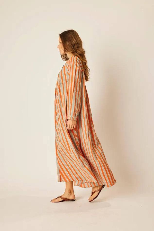 Dresses Shop Natalie Martin FIORE MAXI Batik Stripe Sage
