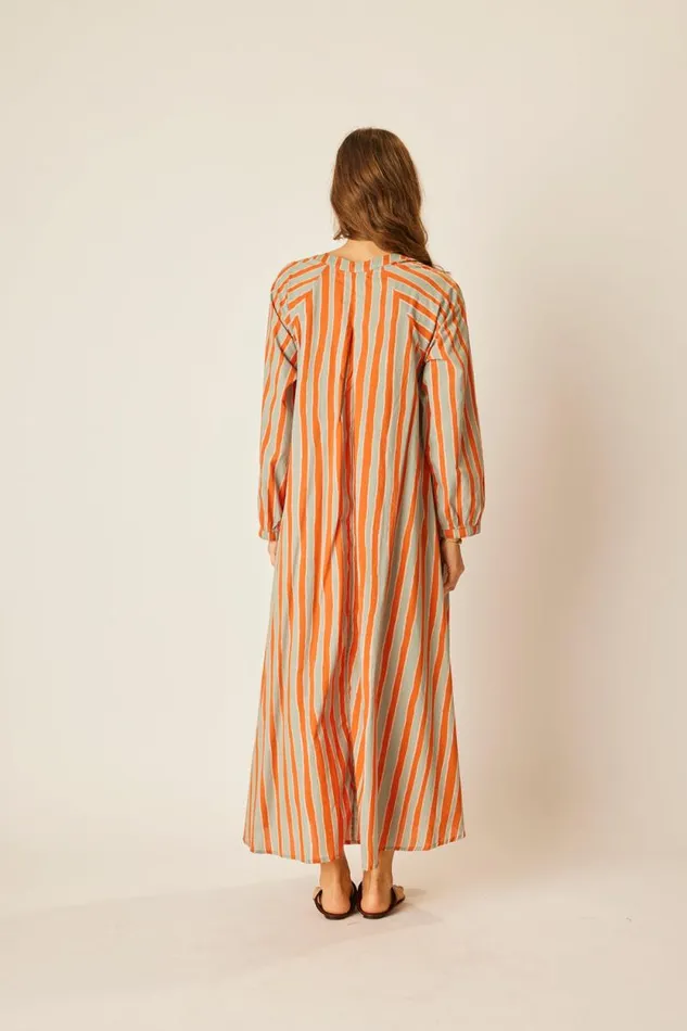 Dresses Shop Natalie Martin FIORE MAXI Batik Stripe Sage