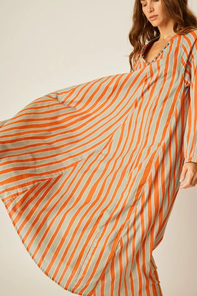Dresses Shop Natalie Martin FIORE MAXI Batik Stripe Sage