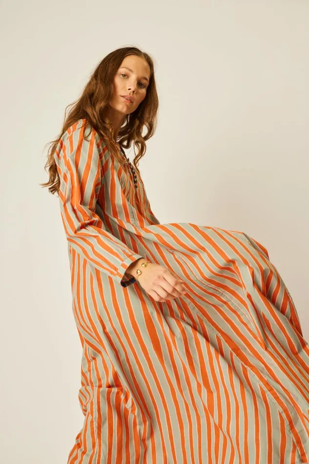 Dresses Shop Natalie Martin FIORE MAXI Batik Stripe Sage