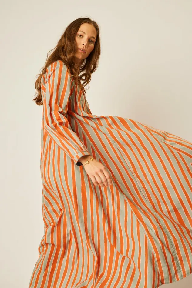 Dresses Shop Natalie Martin FIORE MAXI Batik Stripe Sage