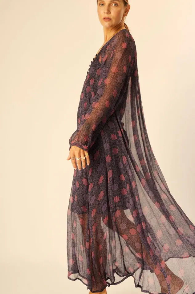 Dresses Shop Natalie Martin FIORE MAXI Snowflake Aubergine