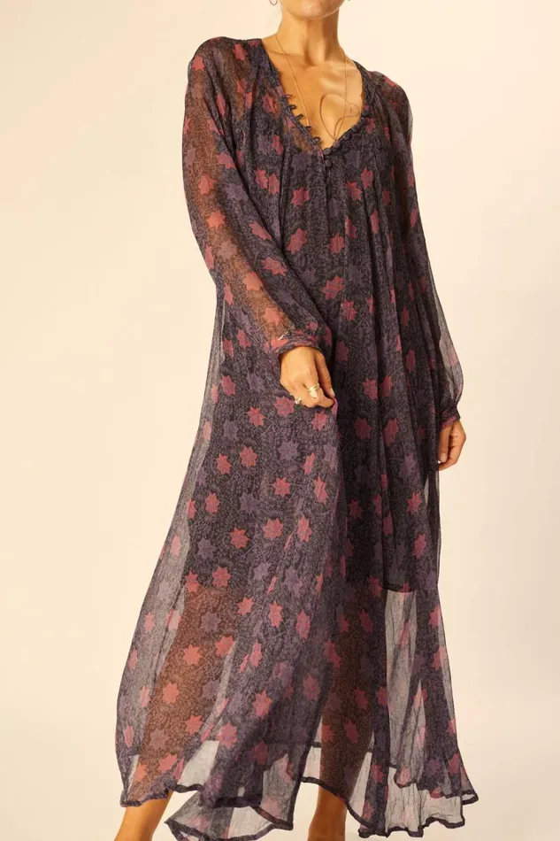 Dresses Shop Natalie Martin FIORE MAXI Snowflake Aubergine