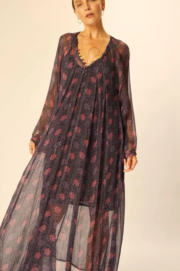 Dresses Shop Natalie Martin FIORE MAXI Snowflake Aubergine