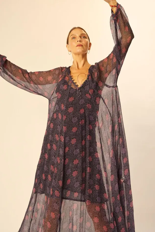 Dresses Shop Natalie Martin FIORE MAXI Snowflake Aubergine