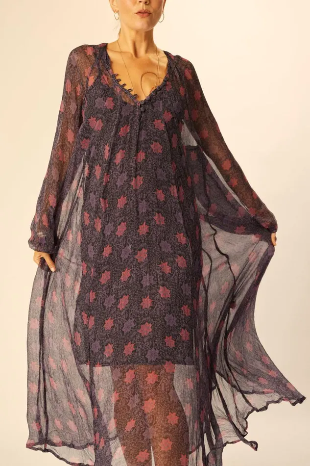 Dresses Shop Natalie Martin FIORE MAXI Snowflake Aubergine