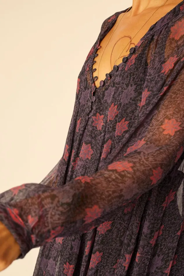 Dresses Shop Natalie Martin FIORE MAXI Snowflake Aubergine