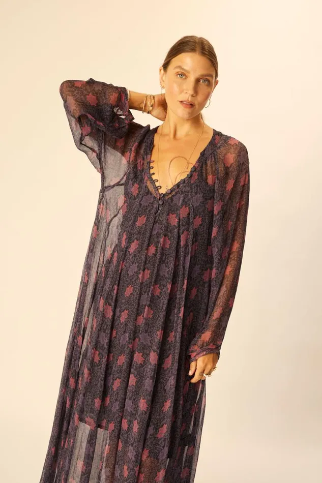 Dresses Shop Natalie Martin FIORE MAXI Snowflake Aubergine
