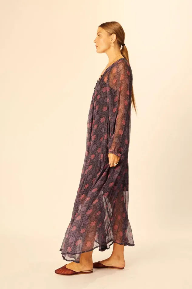 Dresses Shop Natalie Martin FIORE MAXI Snowflake Aubergine