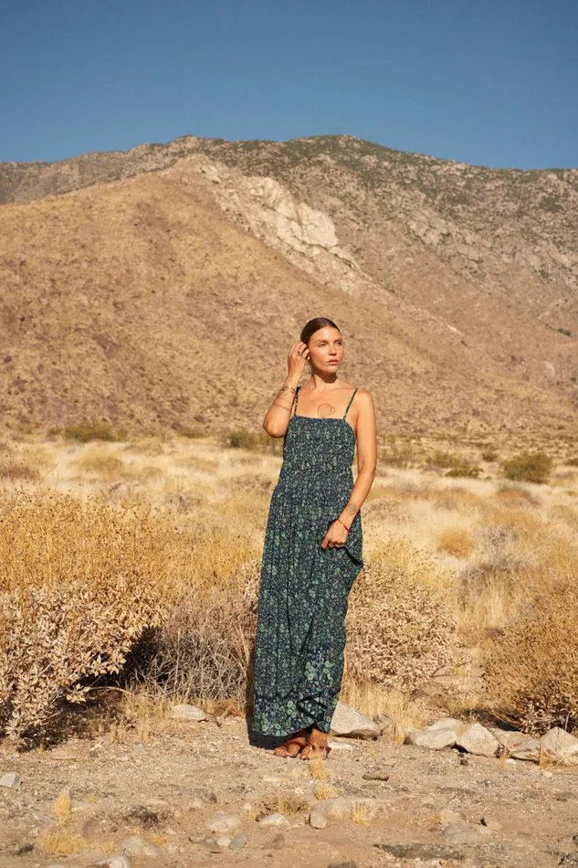 Dresses Shop Natalie Martin GINA MAXI Petite Fleur Marine
