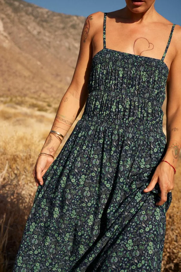 Dresses Shop Natalie Martin GINA MAXI Petite Fleur Marine