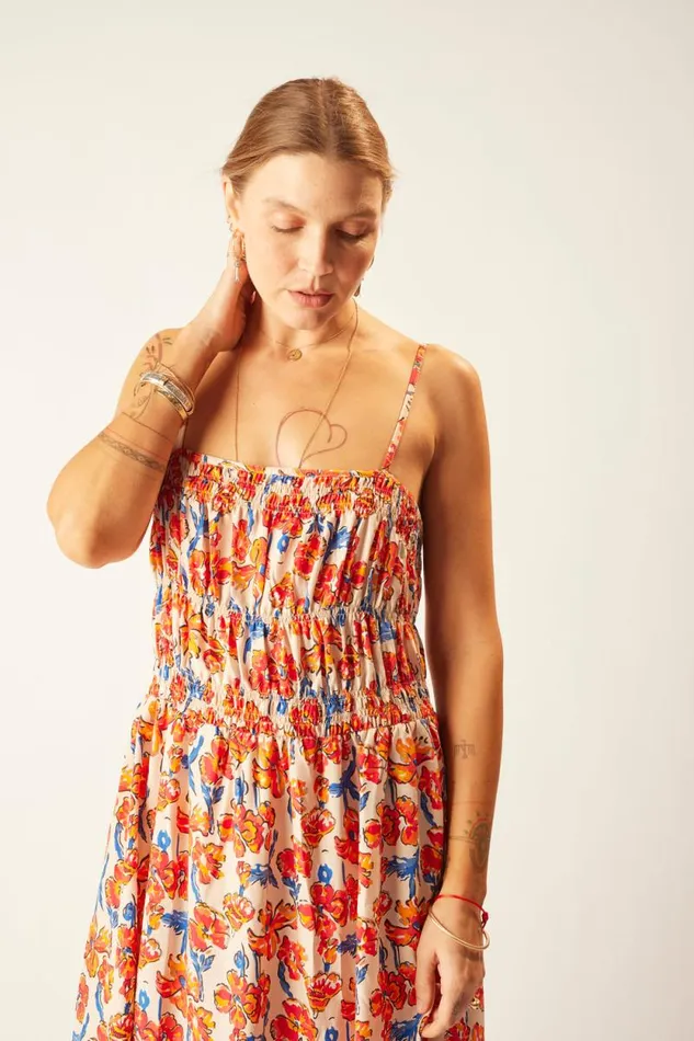 Dresses Shop Natalie Martin GINA MAXI Silk Watercolor Clementine