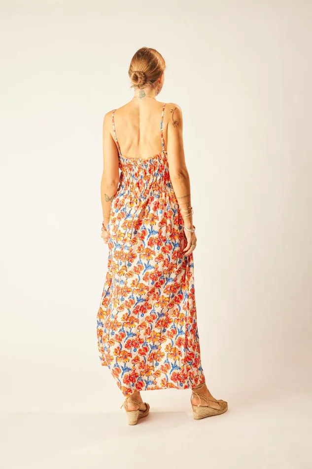 Dresses Shop Natalie Martin GINA MAXI Silk Watercolor Clementine