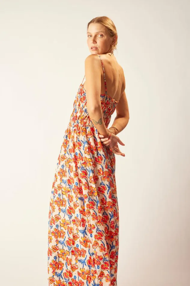 Dresses Shop Natalie Martin GINA MAXI Silk Watercolor Clementine