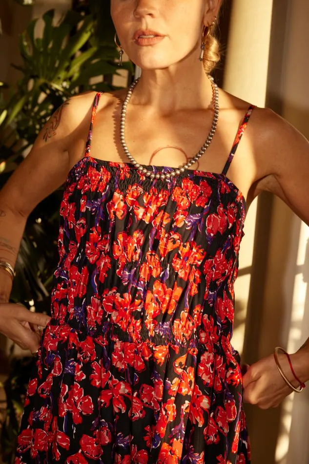 Dresses Shop Natalie Martin GINA MAXI Silk Watercolor Print Onyx