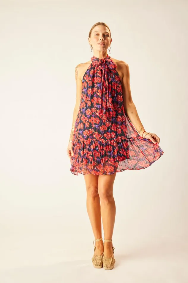 Dresses Shop Natalie Martin INDIANA MINI Chiffon Watercolor Onyx