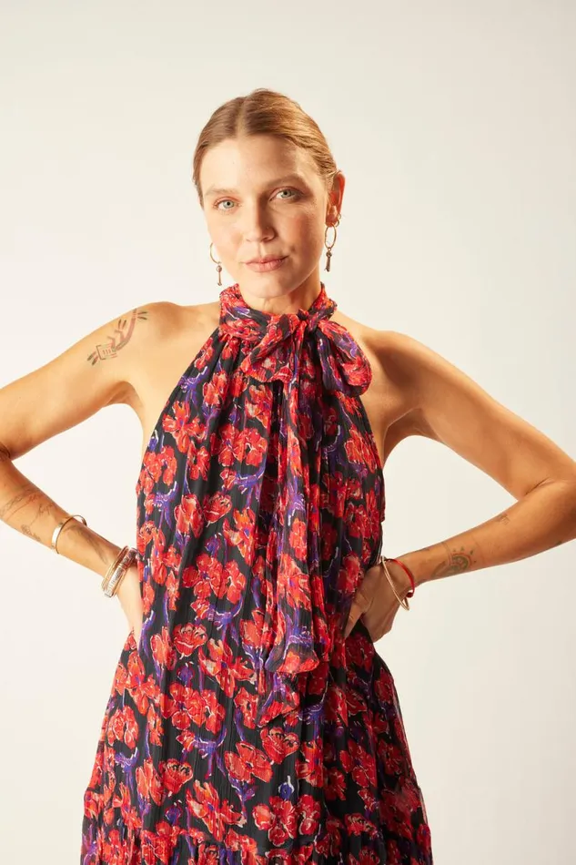 Dresses Shop Natalie Martin INDIANA MINI Chiffon Watercolor Onyx