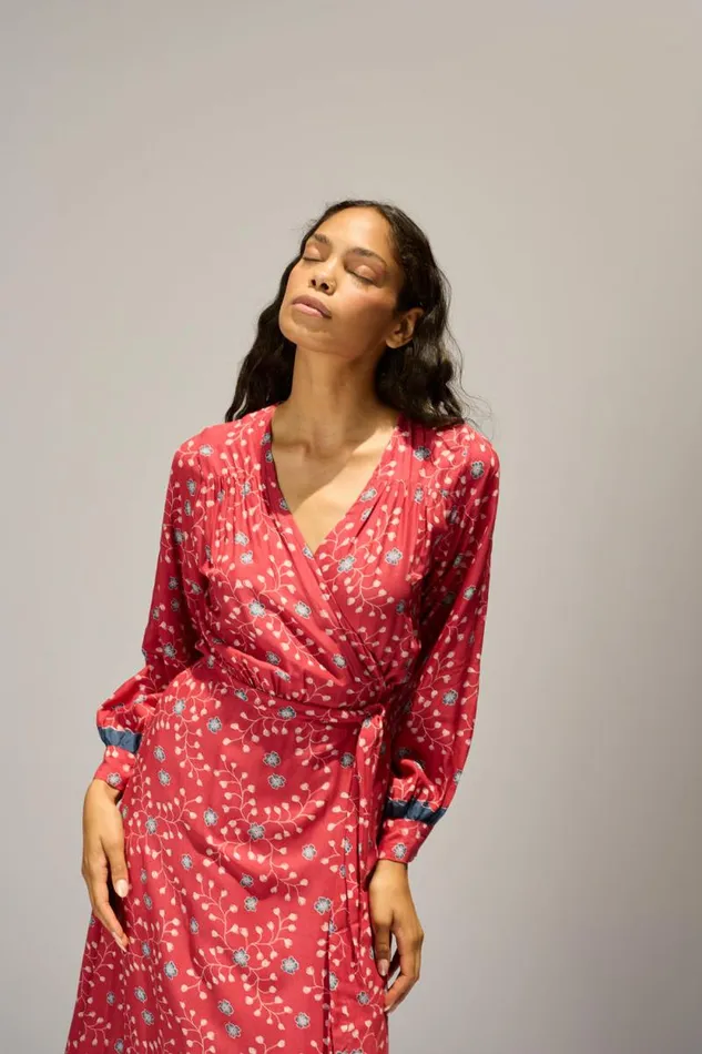 Dresses Shop Natalie Martin KATE LONG SLEEVE MAXI Pinwheel Barn Red