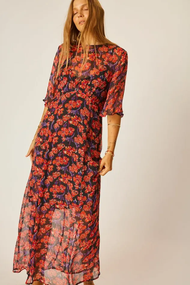 Dresses Shop Natalie Martin LILY DRESS Chiffon Watercolor Onyx