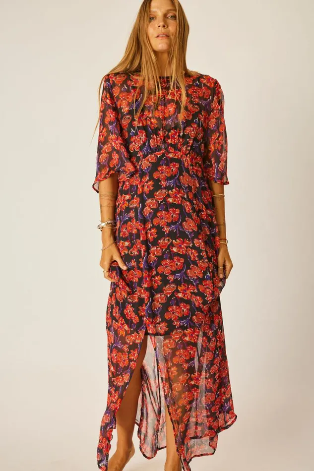Dresses Shop Natalie Martin LILY DRESS Chiffon Watercolor Onyx