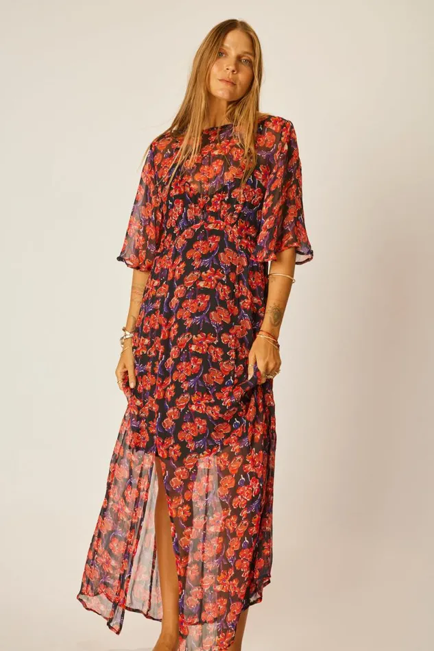 Dresses Shop Natalie Martin LILY DRESS Chiffon Watercolor Onyx