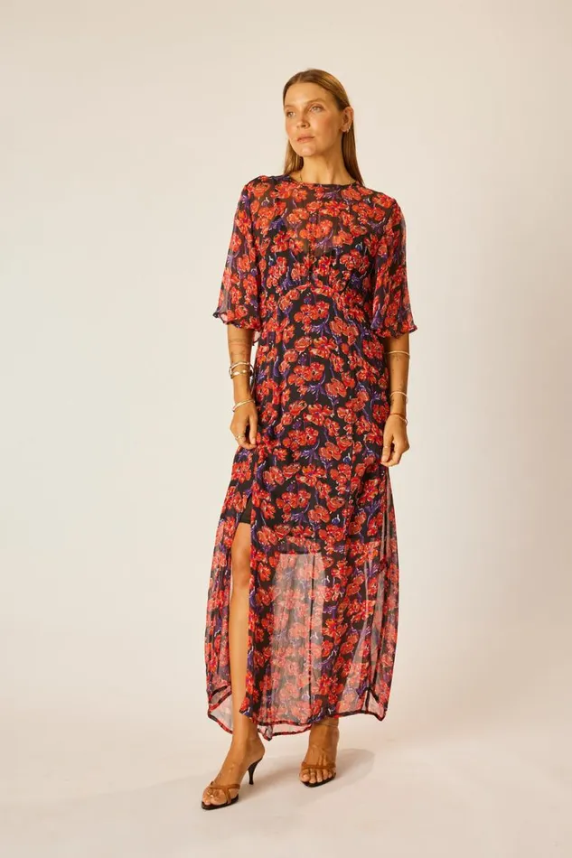 Dresses Shop Natalie Martin LILY DRESS Chiffon Watercolor Onyx