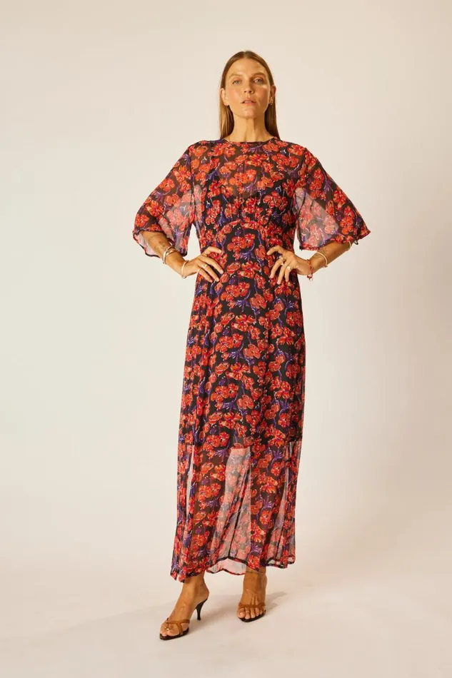 Dresses Shop Natalie Martin LILY DRESS Chiffon Watercolor Onyx