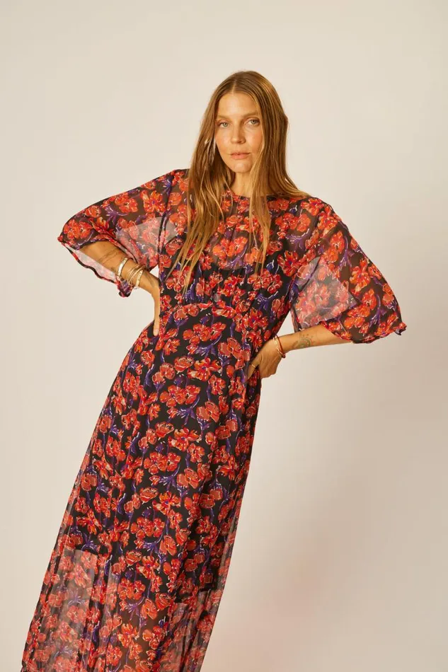 Dresses Shop Natalie Martin LILY DRESS Chiffon Watercolor Onyx
