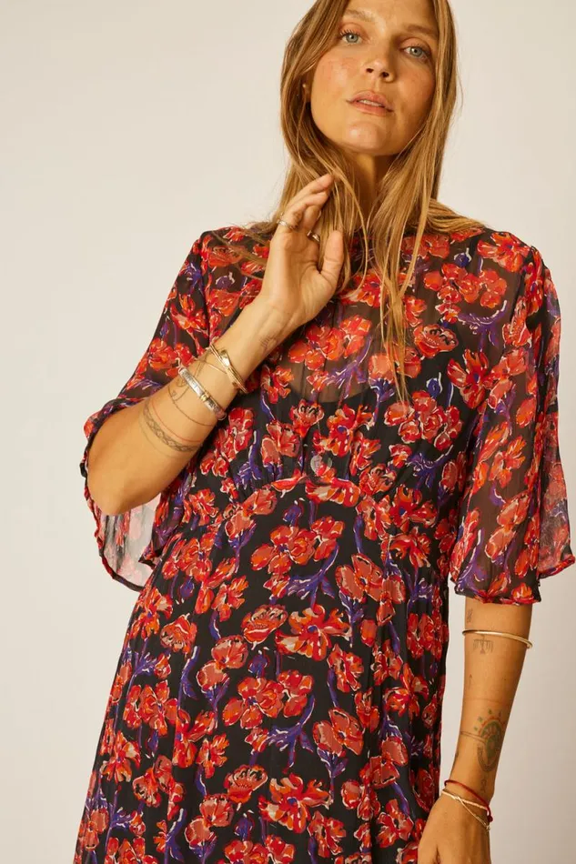 Dresses Shop Natalie Martin LILY DRESS Chiffon Watercolor Onyx