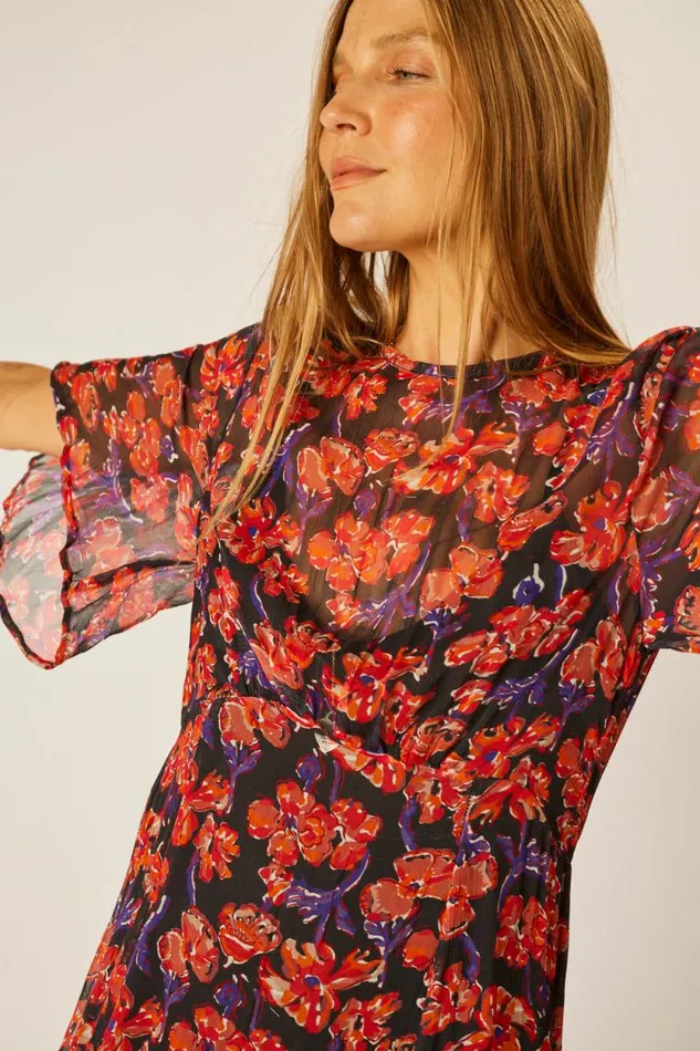 Dresses Shop Natalie Martin LILY DRESS Chiffon Watercolor Onyx