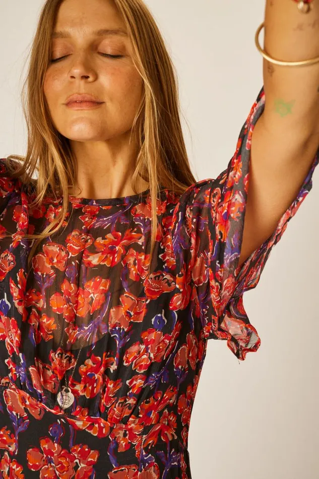 Dresses Shop Natalie Martin LILY DRESS Chiffon Watercolor Onyx
