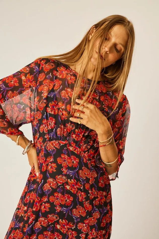 Dresses Shop Natalie Martin LILY DRESS Chiffon Watercolor Onyx