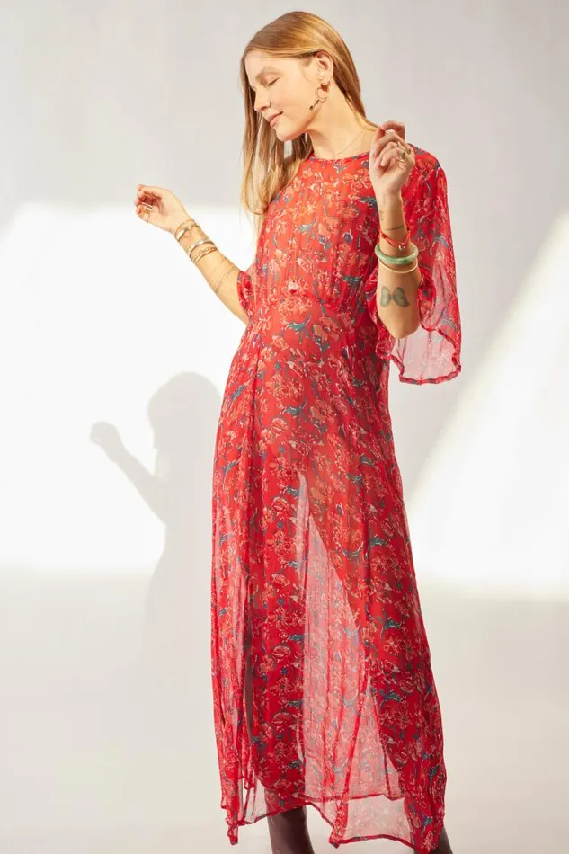 Dresses Shop Natalie Martin LILY DRESS Chiffon Watercolor Vermil