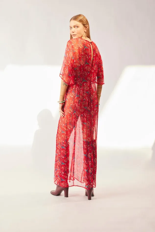Dresses Shop Natalie Martin LILY DRESS Chiffon Watercolor Vermil