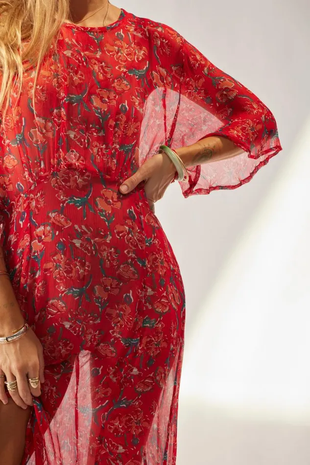 Dresses Shop Natalie Martin LILY DRESS Chiffon Watercolor Vermil