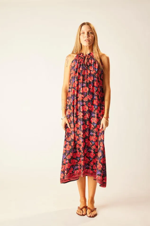 Dresses Shop Natalie Martin MARLIEN DRESS Silk Watercolor Onyx