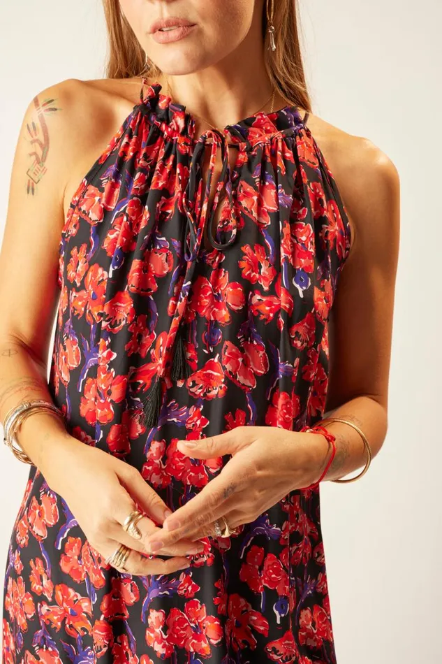 Dresses Shop Natalie Martin MARLIEN DRESS Silk Watercolor Onyx