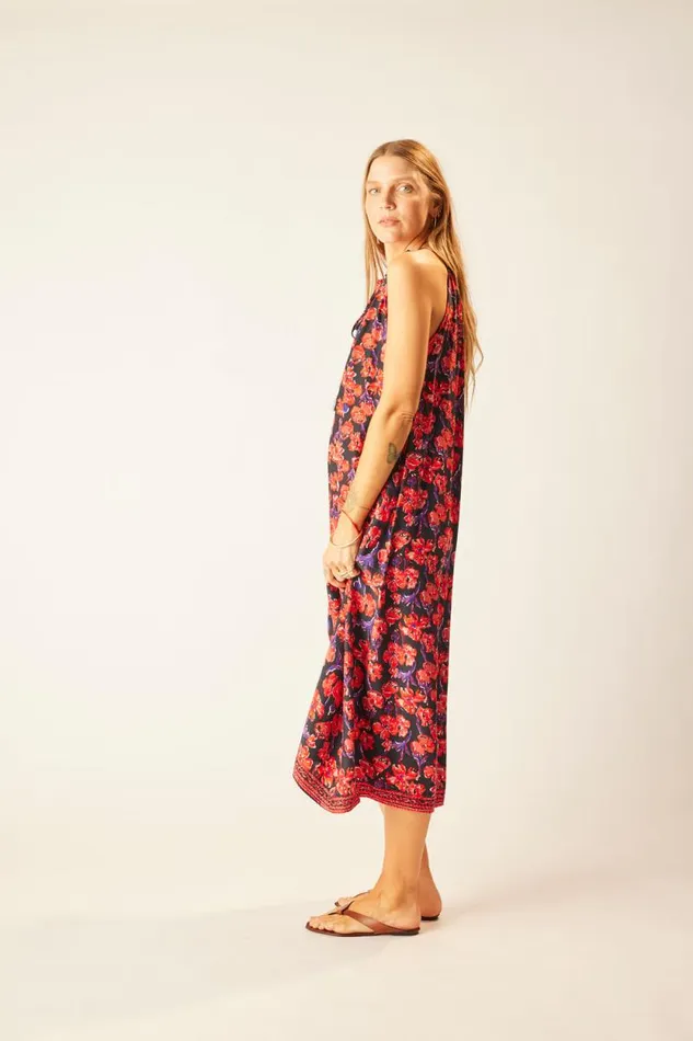 Dresses Shop Natalie Martin MARLIEN DRESS Silk Watercolor Onyx