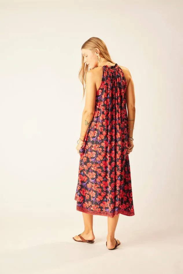Dresses Shop Natalie Martin MARLIEN DRESS Silk Watercolor Onyx