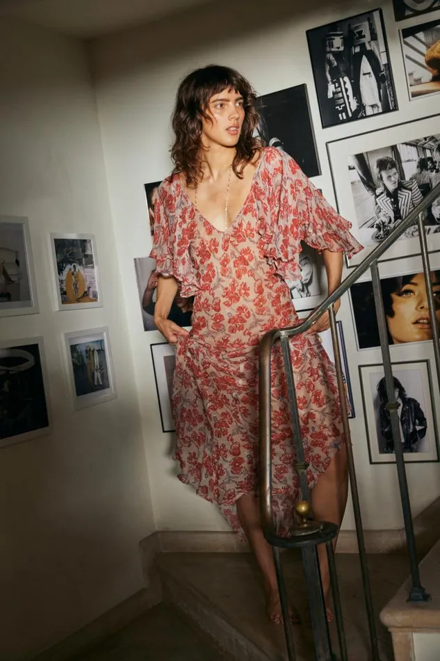 Dresses Shop Natalie Martin RAMYA DRESS Chiffon Watercolor Dove