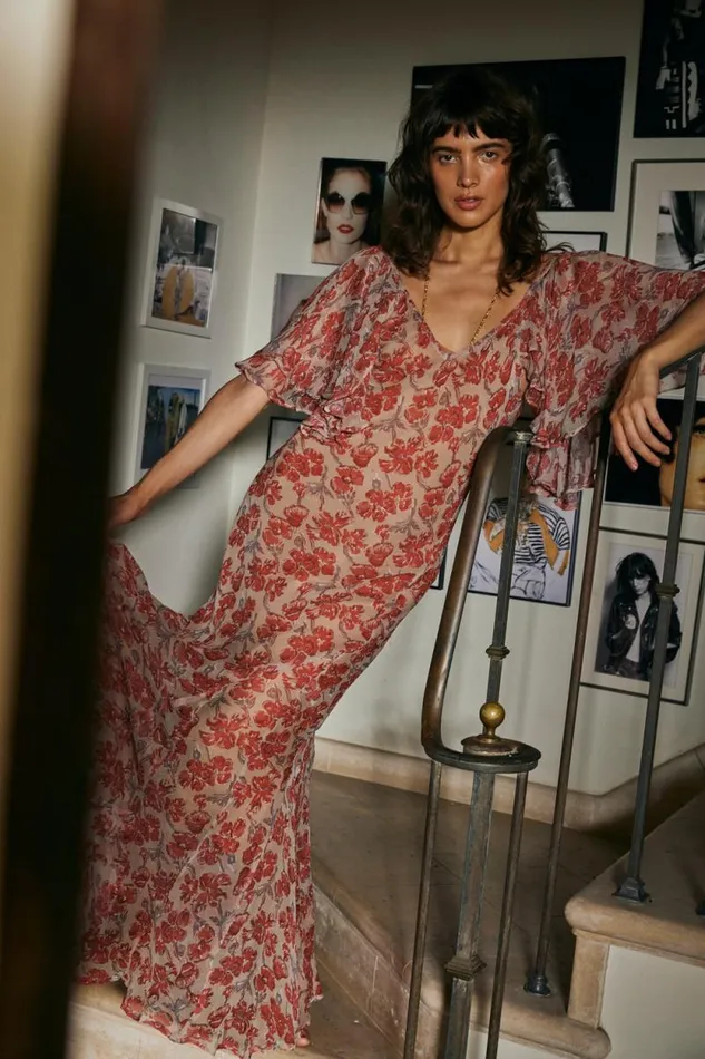 Dresses Shop Natalie Martin RAMYA DRESS Chiffon Watercolor Dove