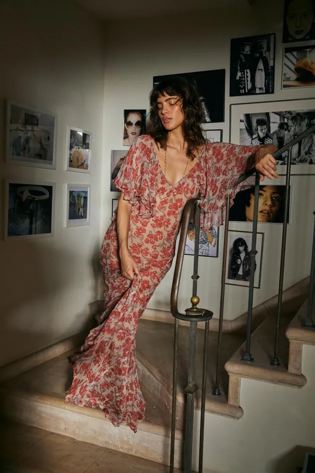 Dresses Shop Natalie Martin RAMYA DRESS Chiffon Watercolor Dove