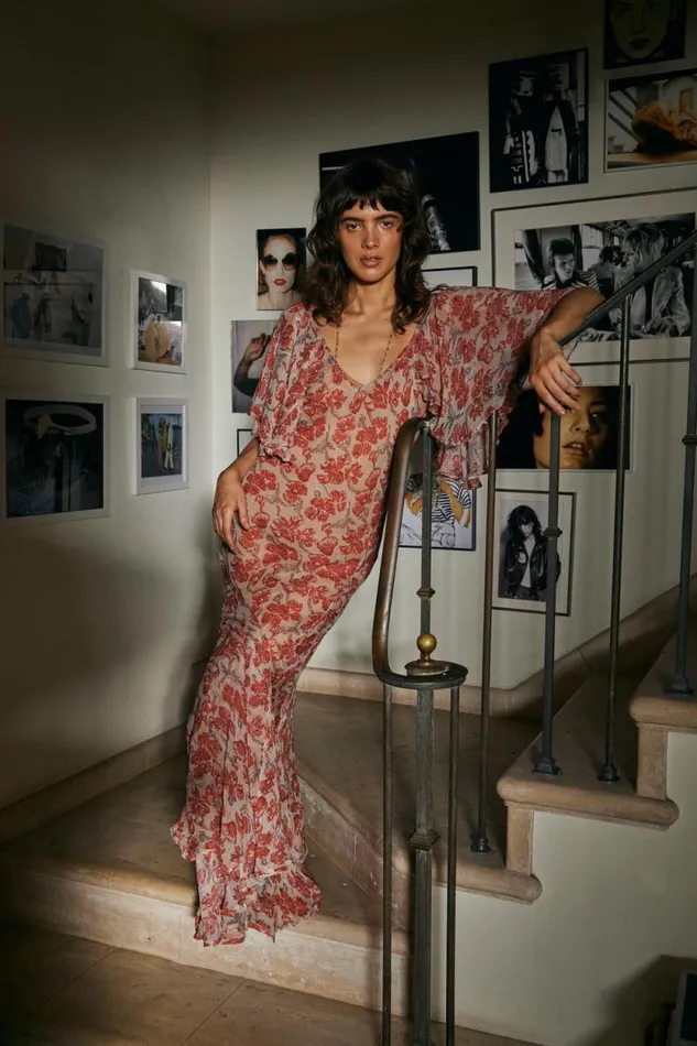 Dresses Shop Natalie Martin RAMYA DRESS Chiffon Watercolor Dove
