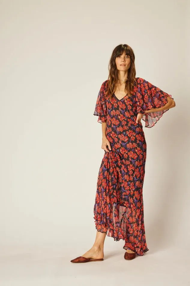 Dresses Shop Natalie Martin RAMYA DRESS Chiffon Watercolor Onyx