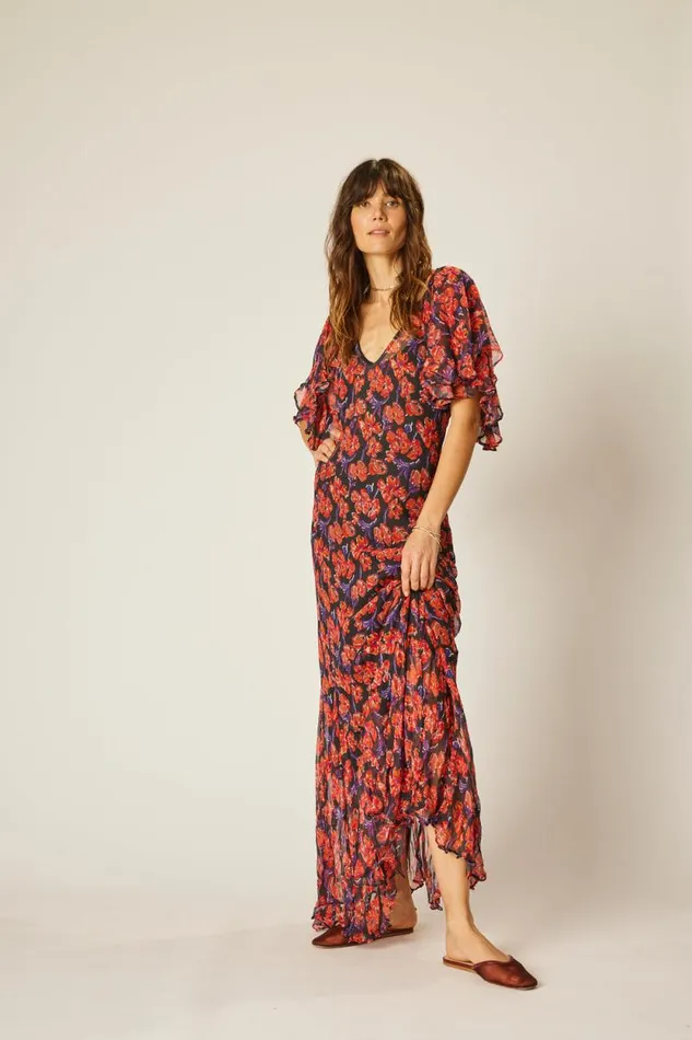 Dresses Shop Natalie Martin RAMYA DRESS Chiffon Watercolor Onyx